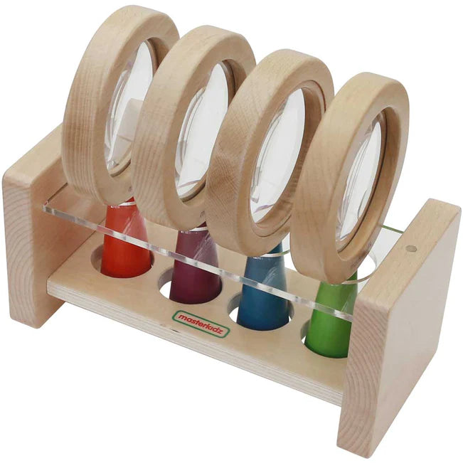 Wooden Magnifiers With Stand 4pcs