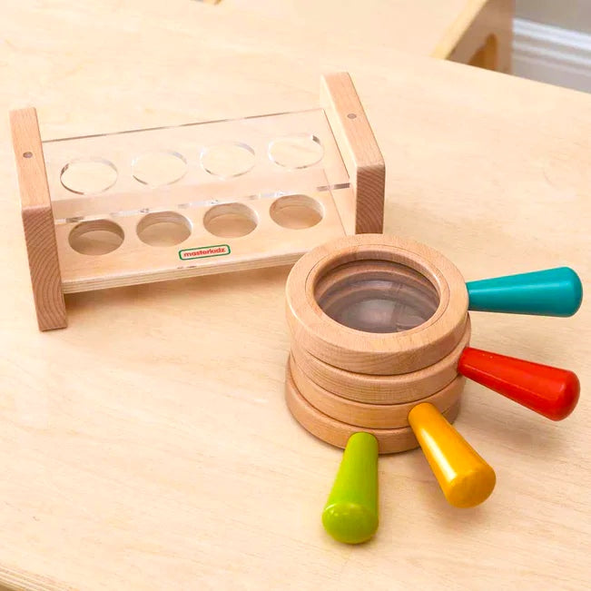 Wooden Magnifiers With Stand 4pcs
