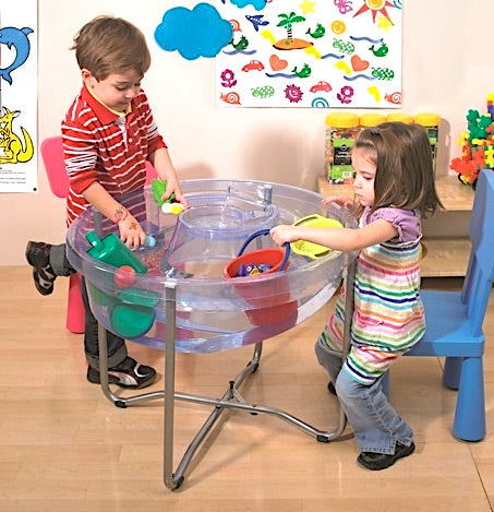 Transparent Round Spiral Sand and Water Tray With Stand