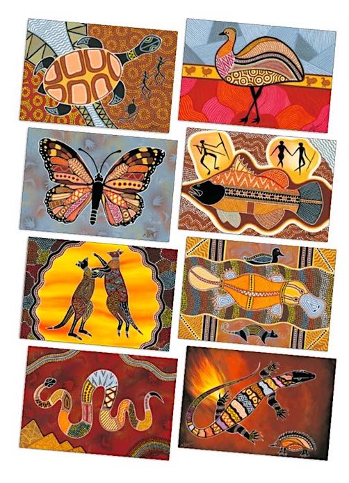 Large Aboriginal Art Posters Set of 8