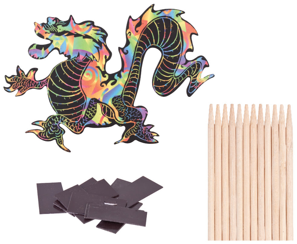 Scratch Art Dragons With Magnets 12pcs
