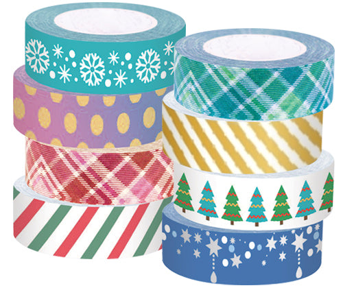 Washi Christmas Adhesive Tapes 8 Rolls
