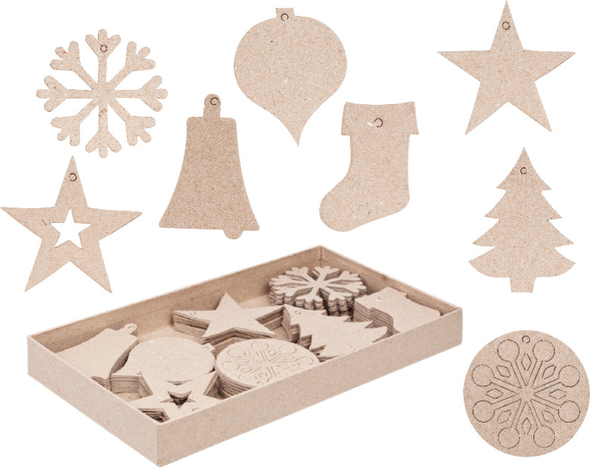 Papier Mache Christmas Decorations – 80 Piece Set
