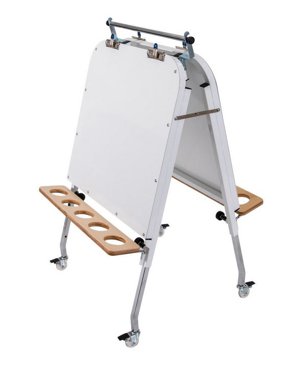Adjustable Height Metal Double Sided Easel With Magnetic Whiteboards 60cmW x 60cmD x 72cm - 105cmH