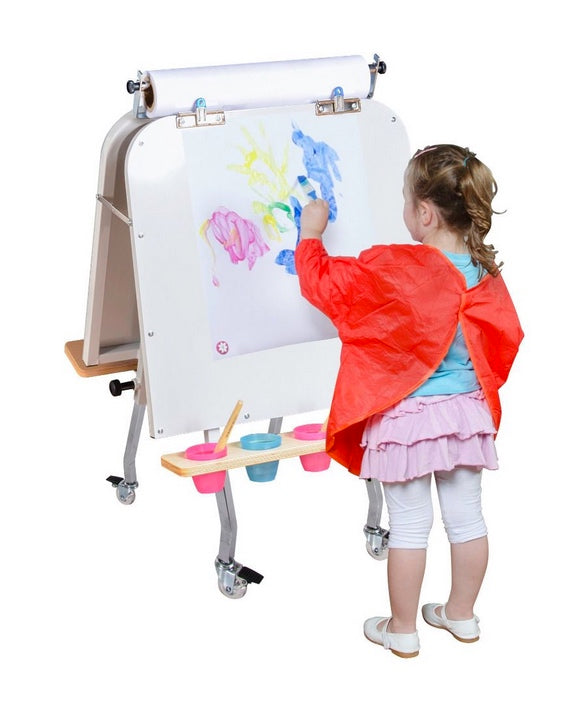 Adjustable Height Metal Double Sided Easel With Magnetic Whiteboards 60cmW x 60cmD x 72cm - 105cmH