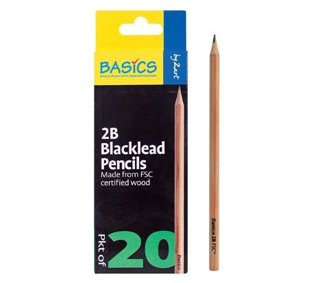 Budget Blacklead Pencils 2B 20pcs