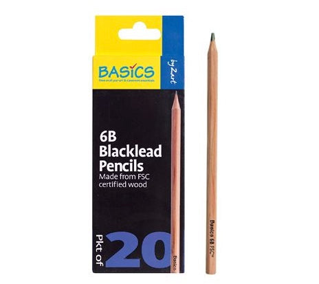Budget Blacklead Pencils 6B 20pcs