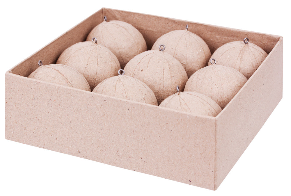 Papier Mache 3D Baubles 9pcs