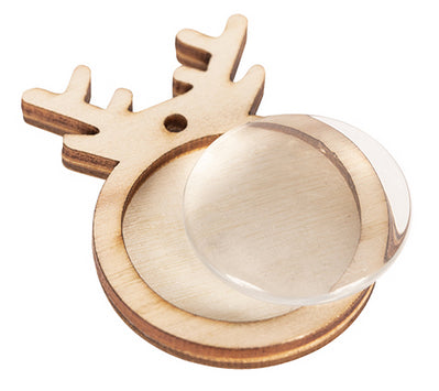 Wooden Reindeer Pendants with Cabochon 10pcs