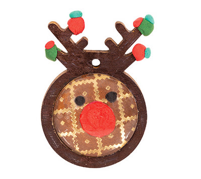 Wooden Reindeer Pendants with Cabochon 10pcs