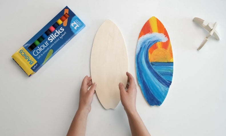 Wooden Surfboard with Stand 36cmL