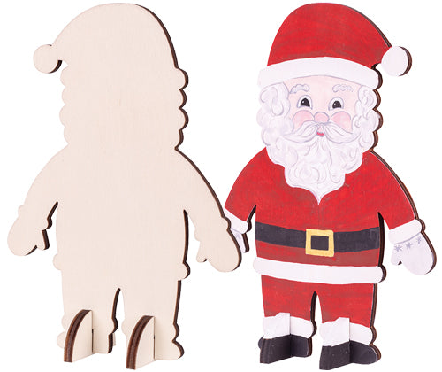 Wooden Standing Santas 10pcs