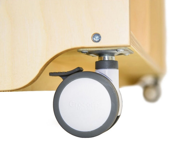 Maple Laminate 6 Space Mobile Locker Unit With 6 Gliding Tote Trays