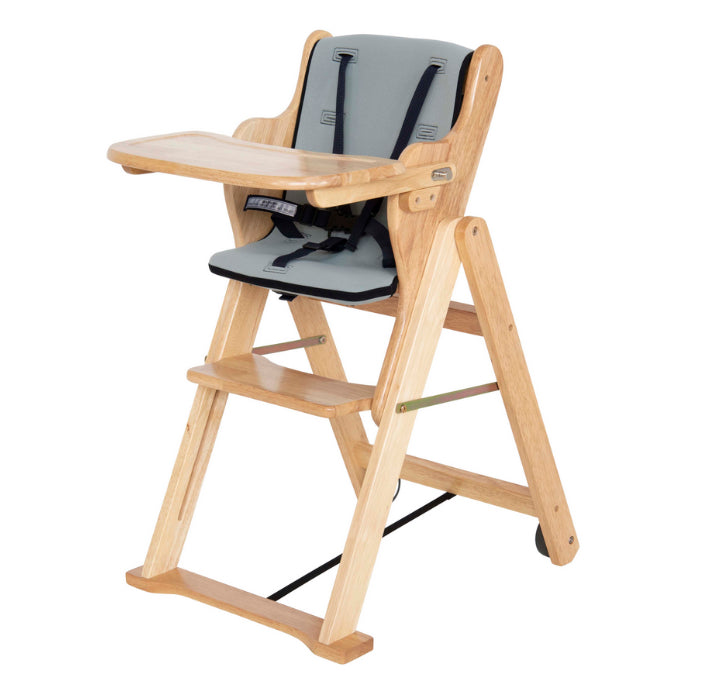 Solid Rubberwood High/Low Chair With Padded Seat Cover