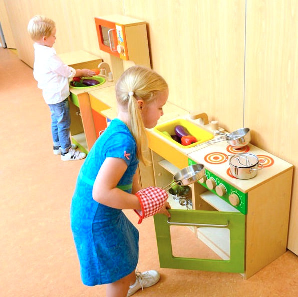 Bright Toy Kitchen Cupboard with Microwave