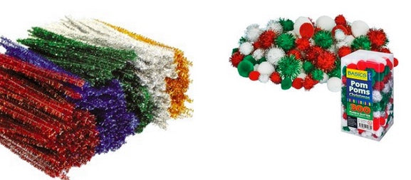 Bulk Christmas Pom Poms and Chenille Stems Assorted 800pcs