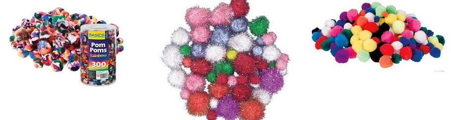 Bulk Pom Poms Multicolour, Rainbow and Glitter Pack 800pcs