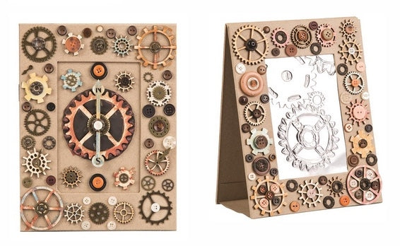 Papier Mache Photo Frames and Wooden Gears 105pcs