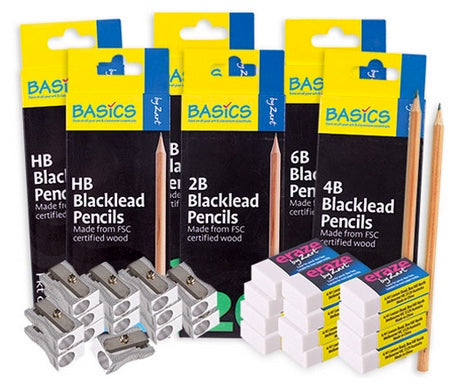 Blacklead Pencils, Sharpeners and Erasers Kit 228pcs