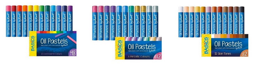 Oil Pastels Set of Warm and Cool, Skin Tone and Metallic 72pcs