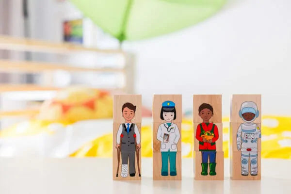 Mix ’n’ Match Career Blocks – 12pc Wooden Set of Community Occupations