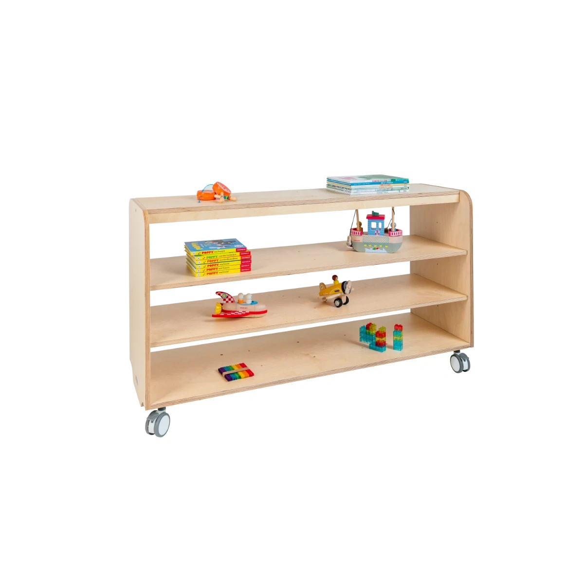 Maple Laminate Long Open 3 Shelf Unit 140cmW x 45.5cmD x 80cmH