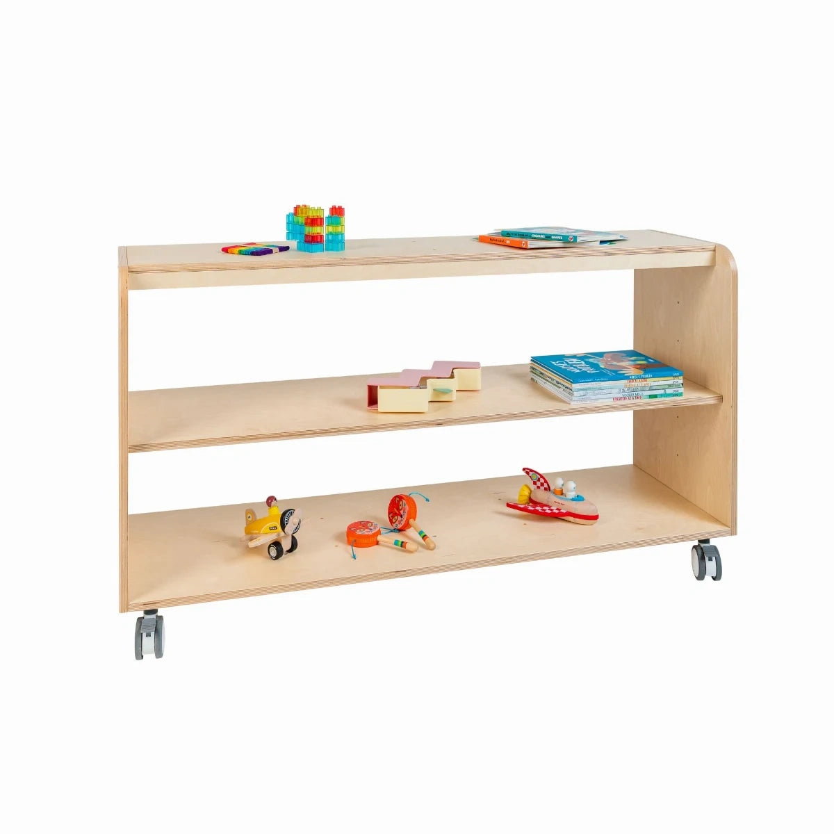 Maple Laminate Open Shelving Unit with 10 Seagrass Baskets 140cmW x 45.5cmD x 80cmH