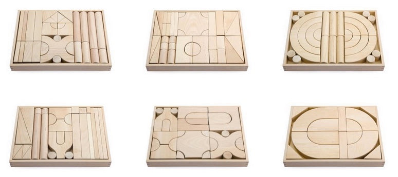 Solid Beech Timber Architecture Blocks 6 Trays 158pcs