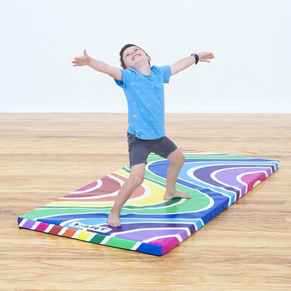 Swirling Rainbow Gym Mat CERTIFIED 180cml x 90cmW x 5cmH