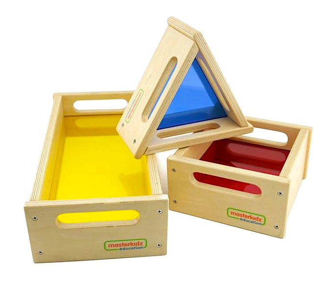 Large Wooden Boxes With Translucent Inserts 3pcs