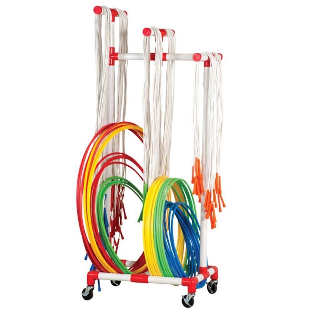 Colorful Hoop Rope Storage Rack Hoops and Ropes Set With Trolley 70pcs – Edu-21