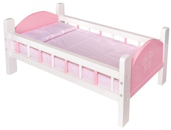 Wooden Doll's Bed with Bedding