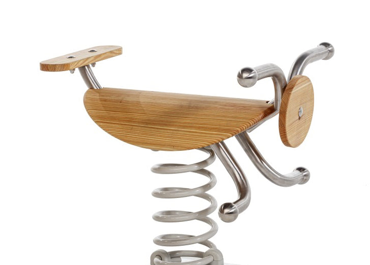 Stainless Steel and Timber RACER Spring Rocker - In Ground Anchor