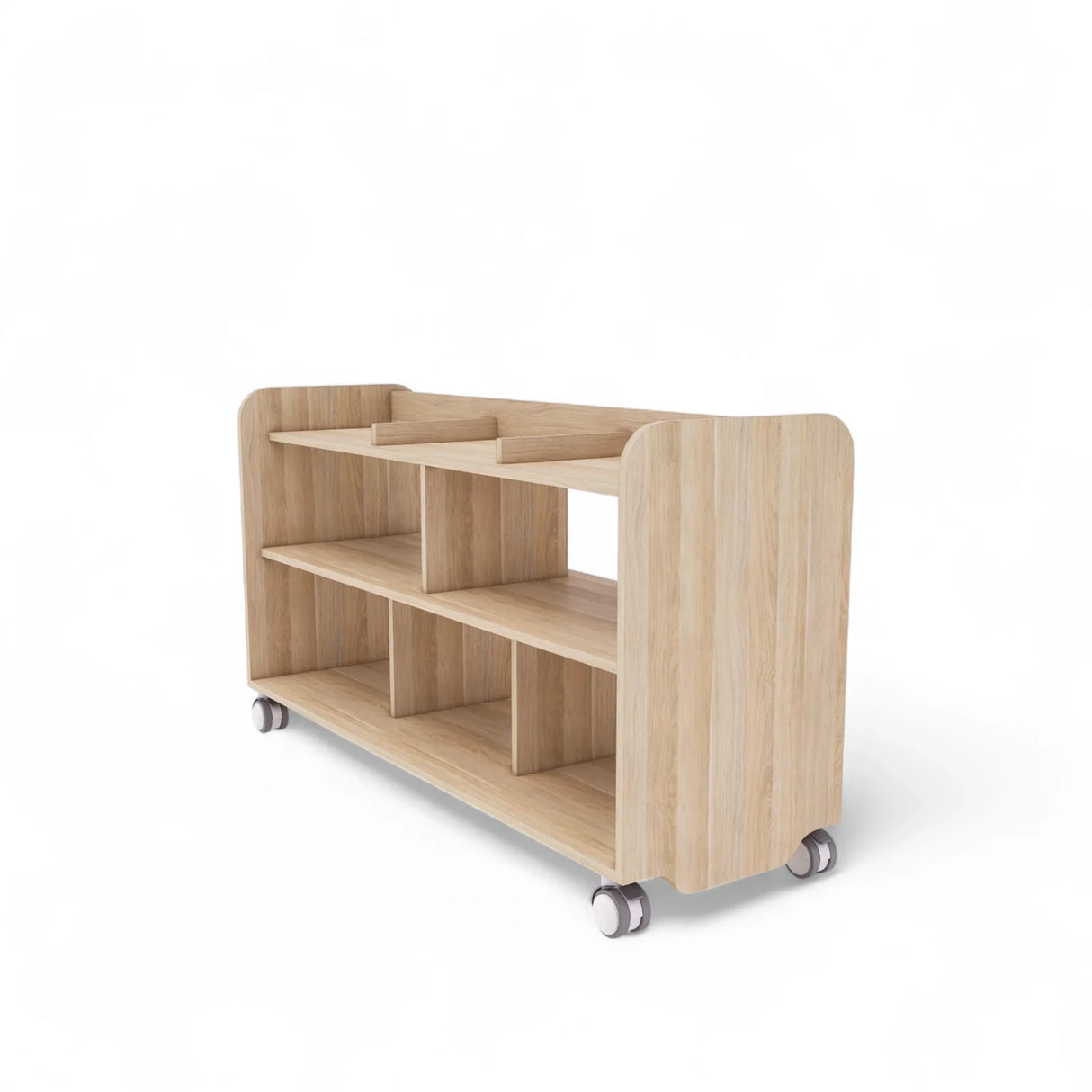 Maple Laminate Long Open Shelving Unit With Dividers 140cmW x 45.5cmD x 80cmH
