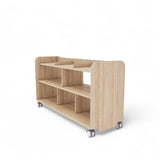 Maple Laminate Long Open Shelving Unit With Dividers 140cmW x 45.5cmD x 80cmH