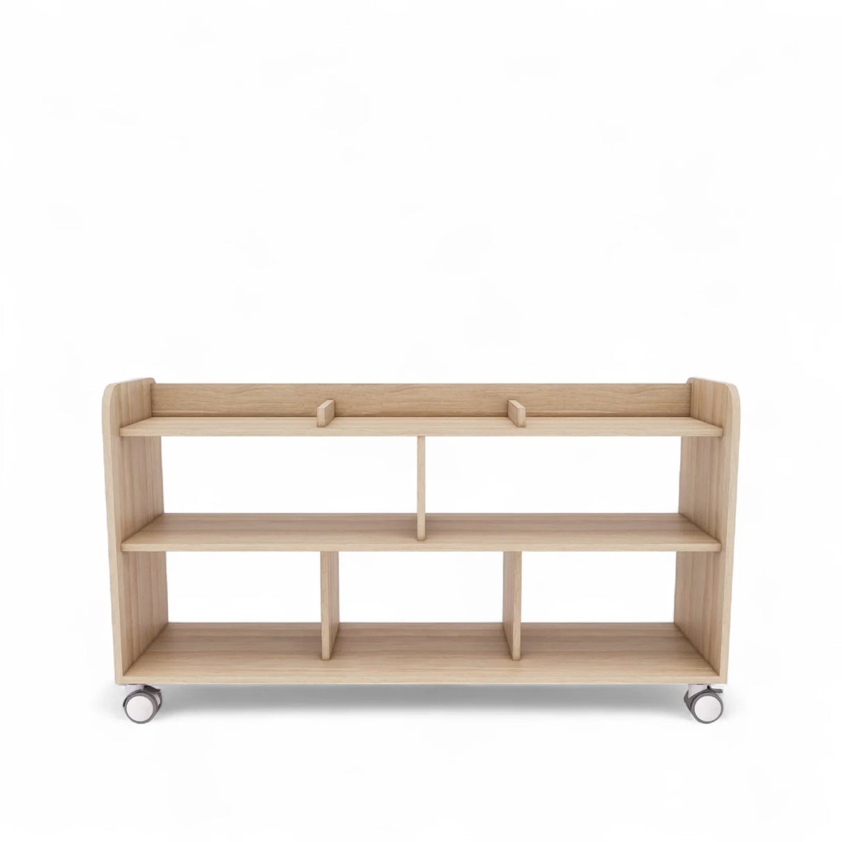 Maple Laminate Long Open Shelving Unit With Dividers 140cmW x 45.5cmD x 80cmH