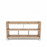 Maple Laminate Long Open Shelving Unit With Dividers 140cmW x 45.5cmD x 80cmH