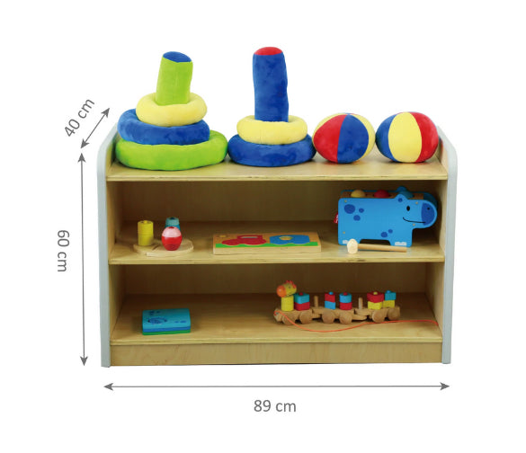 Soft Edges Toddler Solid Birch Shelving Unit 89cmW x 40cmD x 60cmH