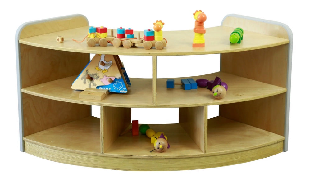 Soft Edges Toddler Solid Birch Curved Shelving Unit 118cmW x 40cmD x 60cmH