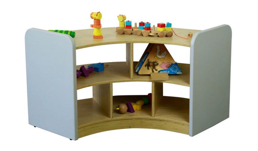 Soft Edges Toddler Solid Birch Curved Shelving Unit 118cmW x 40cmD x 60cmH