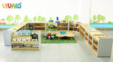 Soft Edges Toddler Solid Birch Shelving Unit 5 Spaces with 4 x 5.25l Tubs