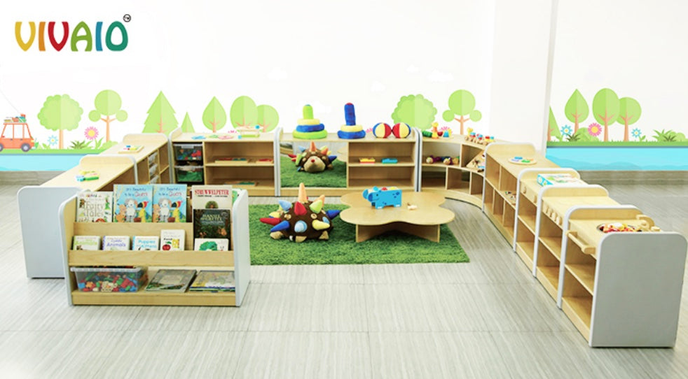 Soft Edges Toddler Solid Birch Shelving Unit 89cmW x 40cmD x 60cmH