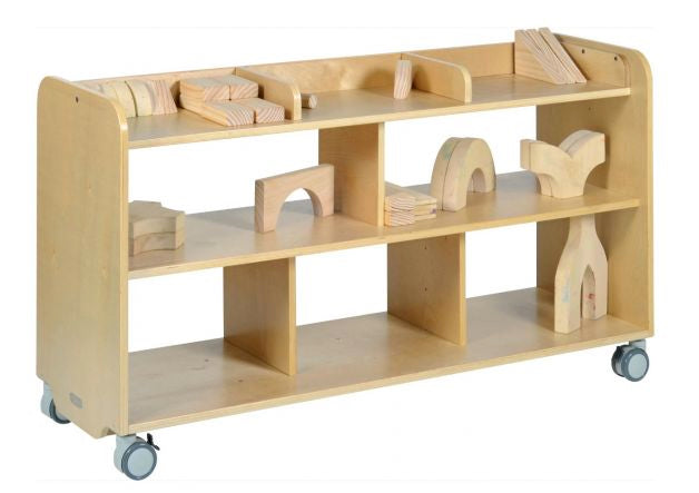 Maple Laminate Long Open Shelving Unit With Dividers 140cmW x 45.5cmD x 80cmH