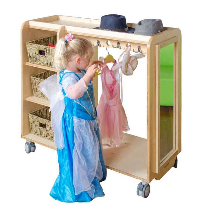 Maple Laminate Dress Up Trolley With Mirror and Storage