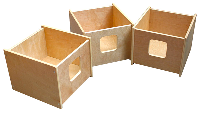 Birch Ply Mobile Storage Cubes 3pcs