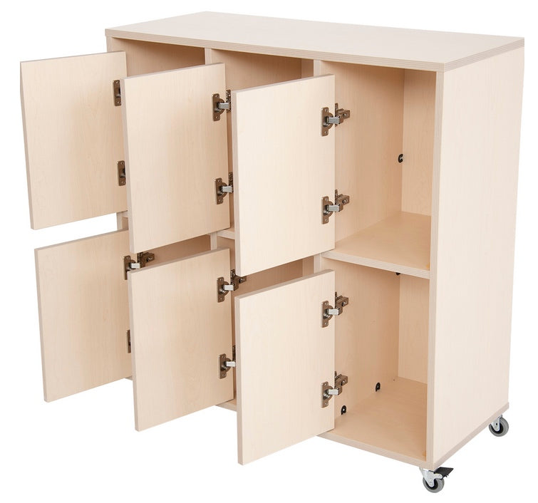 Maple Laminate 6 Space Locker Unit With Doors 90cmW x 38cmD x 90cmH