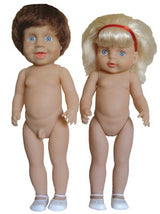 Large Twin Caucasian Dolls With Hair 46cmH