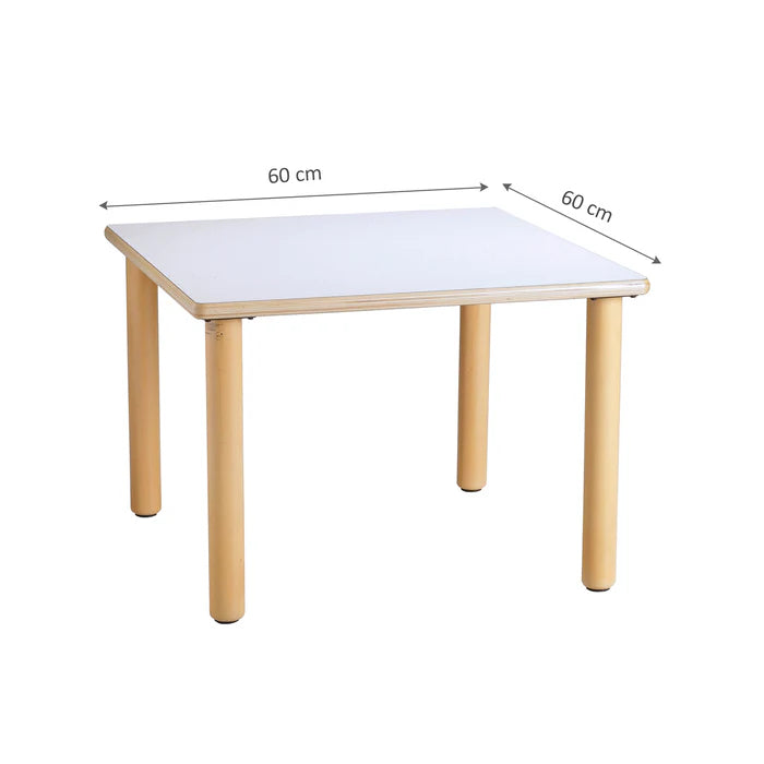 Square Birch Ply Laminated Table with Timber Legs 60cmL x 60cmW x 53cmH