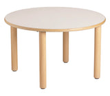 Round Birch Ply Laminated Table with Timber Legs 90cm Diameter x 53cmH