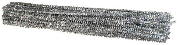 Chenille Stems Tinsel Silver 100pcs
